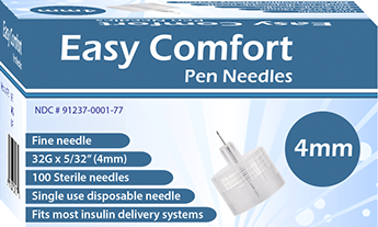 Easy Comfort Insulin Pen Needles 32G 4mm