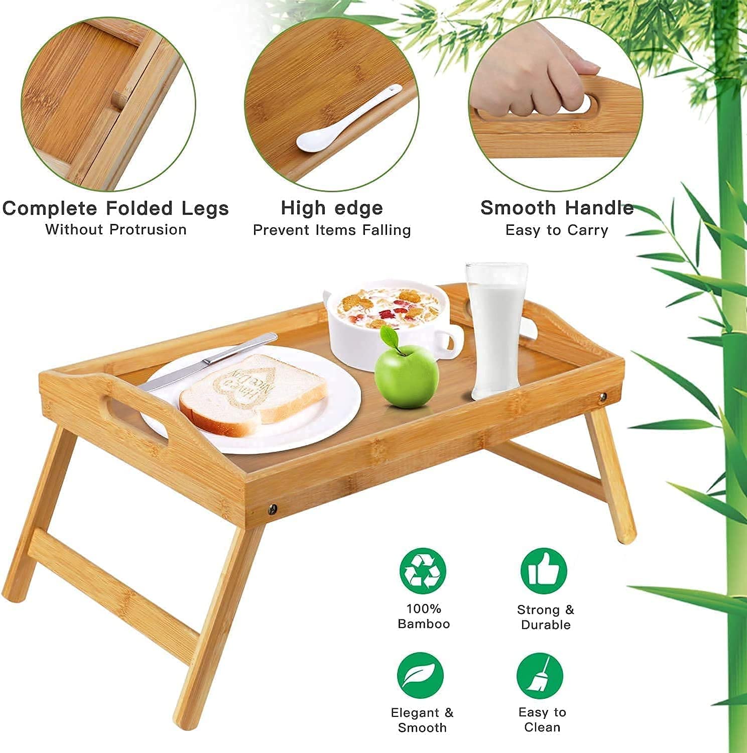 Bamboo Bed Tray Table with...