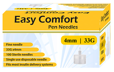 Easy Comfort Insulin Pen Needles 33G 4mm
