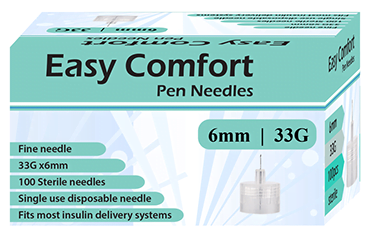 Easy Comfort Insulin Pen Needles 33G 6mm