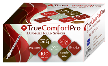 True Comfort Pro Insulin Syringes 32G 1/2CC 5/16"