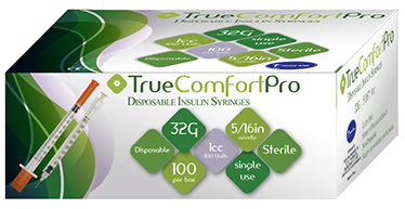 True Comfort Pro Insulin Syringes 32G 1CC 5/16"