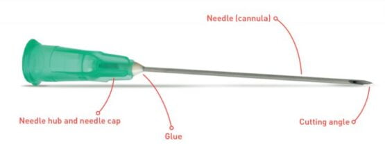 A normal hypodermic needle