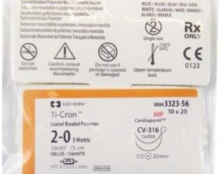 Covidien 8886332356 - SUTURE, TICRON, W-B, 2/0, 10X30", CV-316, D / A, 6/BX