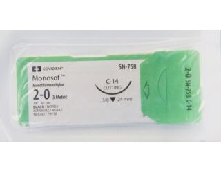 Covidien SN758 - Suture Monosof Nylon Blk C14 2-0 18" 36/BX