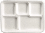 [500 Pack] 5 Compartment Trays 100% Compostable Paper School Bagasse Lunch Trays - Image 3