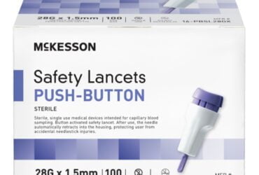 McKesson 16-PBSL28GX  Safety Lancet 28 Gauge Retractable Push Button Activation Finger 2000/CS