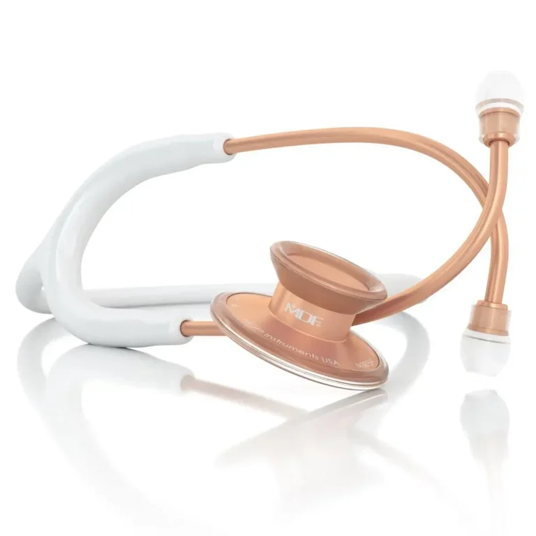 MDF Instruments Acoustica® MDF747XPRG29 Lightweight Dual Head Stethoscope - White and Matte Rose Gold