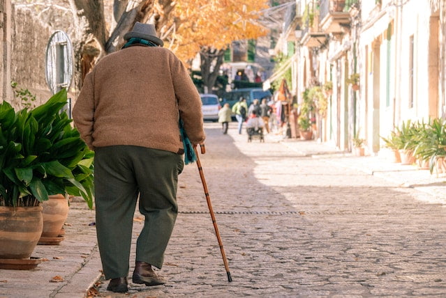 A walking cane as a mobility aid tool