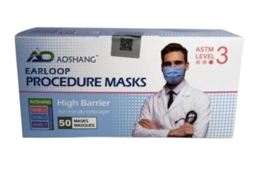 Aoshang ASTM Level 3 High Performance Procedure Mask 98% filtration Disposable (50/BX)
