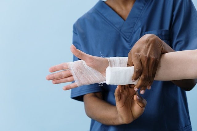 Disposable medical supplies being used in a healthcare facility