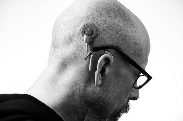 A patient using hearing aid