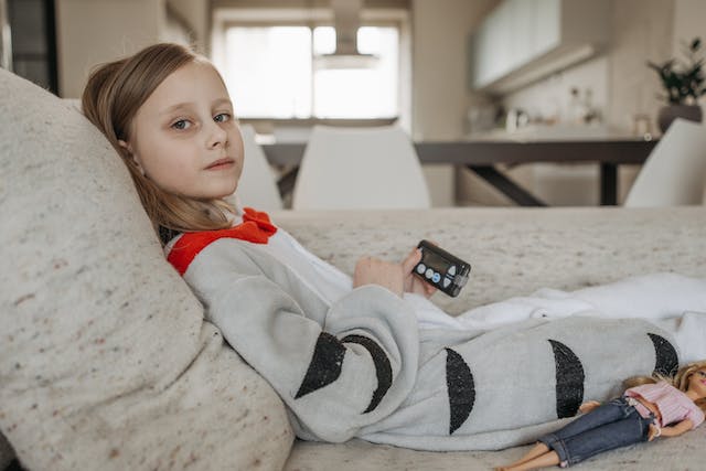 A child with an insulin pump