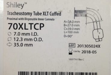 Shiley 70XLTCP Extended-Length Tracheostomy Tube, 7 ID x 12.3 mm OD