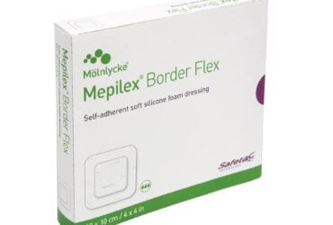 Molnlycke 595300 Mepilex Border Flex 4x4in Flexible Self-Adherent Absorbent Bordered Foam Dressing with Safetac technology CS/50