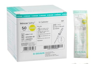B. BRAUN MEDICAL 4252500-02 IV CATH 24X0.7X19MM SAF FEP CS200