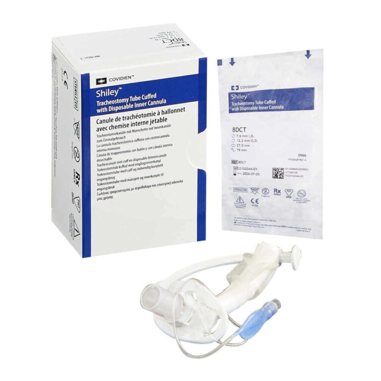 Shiley™ 8DCT Cuffed Tracheostomy Tube with Disposable Inner Cannula, Size 8, 7.6 ID x 12.2 mm OD