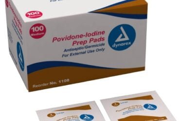 DYNAREX 1108 POVIDONE IODINE PREP PAD, MEDIUM 100BX