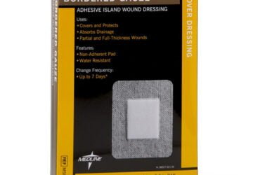 MEDLINE MSC3245 STERILE GAUZE ADHESIVE ISLAND DRESSING, 4"x5" w/ 2"X2.5" PAD CS150