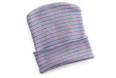 MEDLINE MDT211434PB INFANT HEAD WARMER, PINK / BLUE STRIPE 50/cs