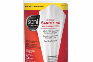 PROFESSIONAL DISPOSABLE INT P56784 SANI WIPES, NO RINSE, MULTI SURFACE, 7.75X9", CS6