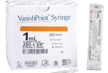 10151 RTI VANISHPOINT TB SYRINGE, 1ML, 25GX 5/8″ CS800