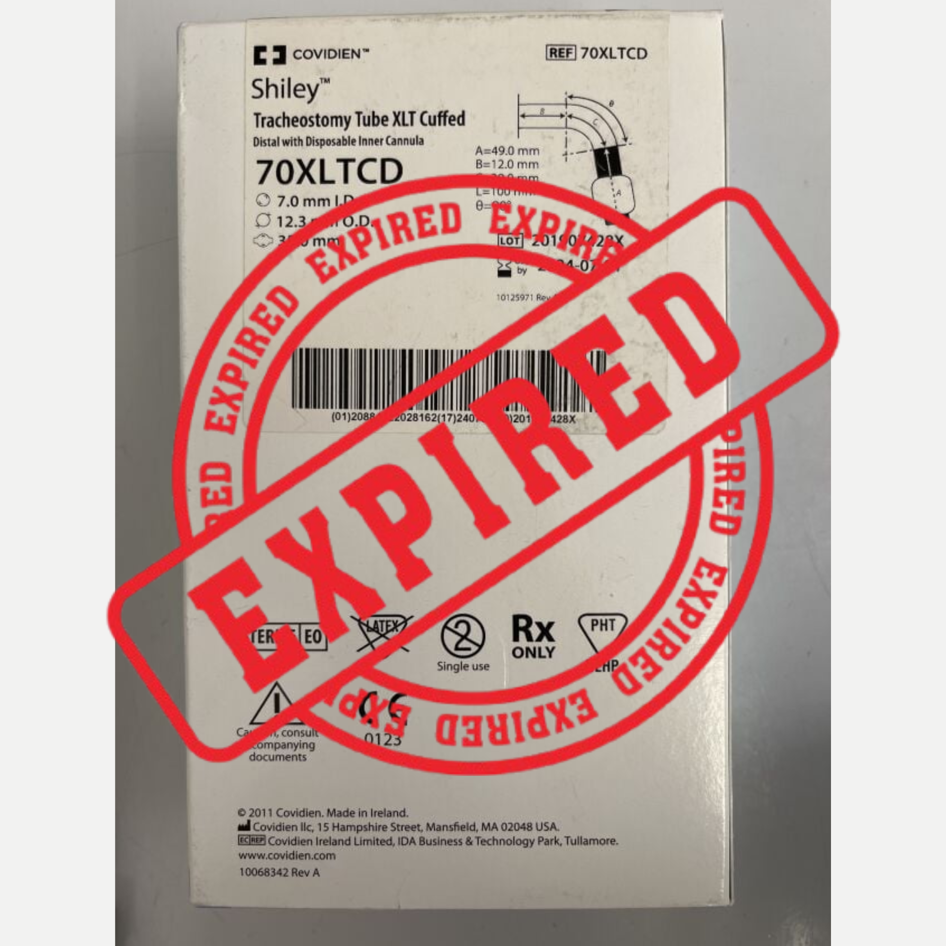 COVIDIEN Shiley Tracheostomy Tube XLT Cuffed 70XLTCD COVIDIEN Shiley Tracheostomy Tube XLT Cuffed 70XLTCD