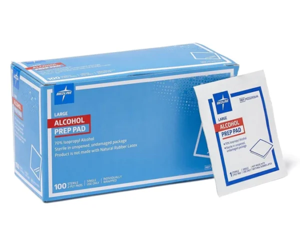 medline alcohol prep pad 2 ply large box of 100 diabetes medline industries inc 361501