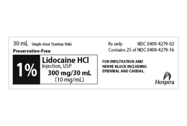 HOSPIRA WORLDWID	427902	LIDOCAINE HCL, VL PF 1% 30ML (25/PK)