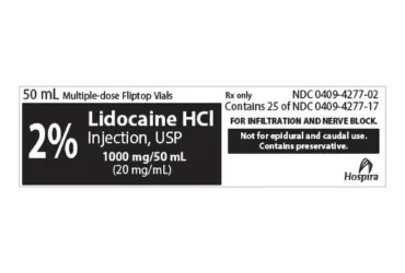 HOSPIRA WORLDWID	427702	LIDOCAINE HCL, MDV 2% 50ML (25/PK 2PK/CS)