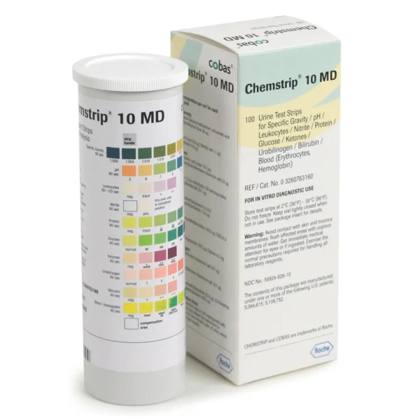 ROCHE DIAGNOSTIC 3260763160 URINE TEST STRIP, CHEMSTRIP 10 MD (100/VL)