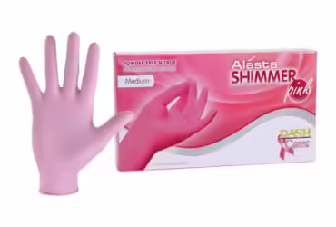 Alasta Shimmer Nitrile Exam Gloves Medium Pink Non-Sterile PNK100M 10BX/CS