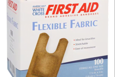 1602033 American White Cross Adhesive Strip Bandage Fabric 1-1/2x3" Tan Sterile 12BX/CS