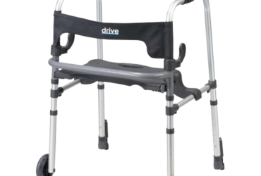 Drive Medical 10233 Clever Lite LS Walker Rollator with Seat and Push Down Brakes