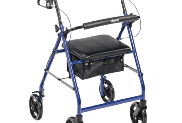 Drive Medical Aluminum Rollator Rolling Walker with Fold Up and Removable Back Support and Padded Seat