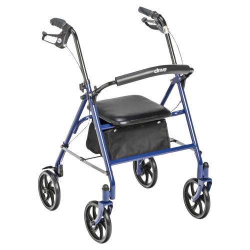 Drive Medical Four Wheel Rollator Rolling Walker with Fold Up Removable Back Support