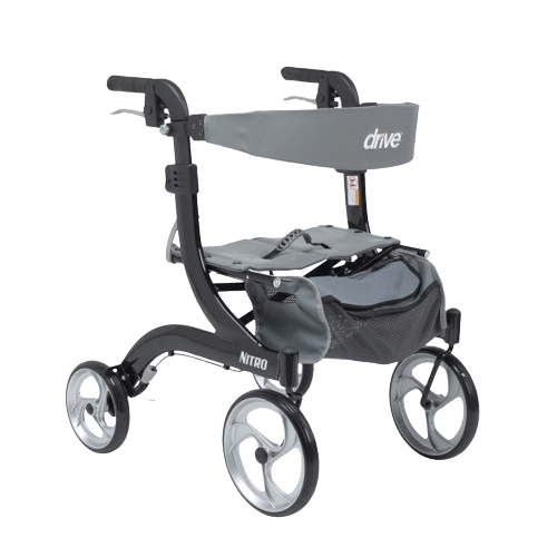 Drive Medical RTL10266BK-H Nitro Euro Style Rollator Rolling Walker Hemi Height Black