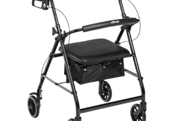 Drive Medical Rollator Rolling Walker with 6" Wheels, Fold Up Removable Back Support and Padded Seat