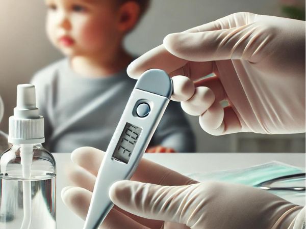 Clean medical instruments are safe to use for taking a child’s temperature