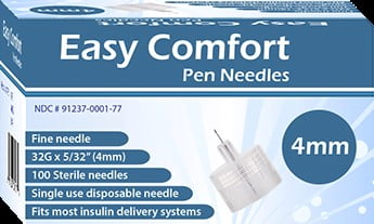 Easy Comfort Insulin Pen Needles 32G 4mm