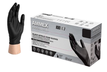 AMMEX Professional Black Nitrile PF Examination Gloves