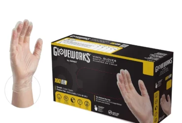 AMMEX Gloveworks Clear Vinyl PF Industrial Gloves