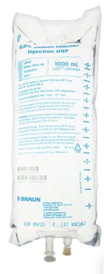 B. Braun L8000 Replacement Preparation Sodium Chloride, Preservative Free 0.9% IV Solution Flexible Bag 1,000 mL 12 EA/CA