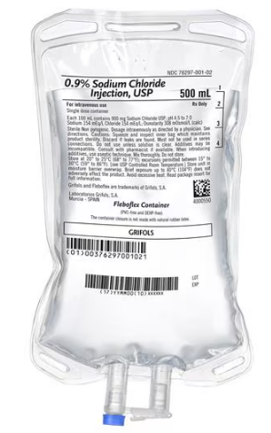 Grifols 729620 IV Injection IV Fluid Sodium Chloride 0.9% 500mL Bag 20 EA/CS