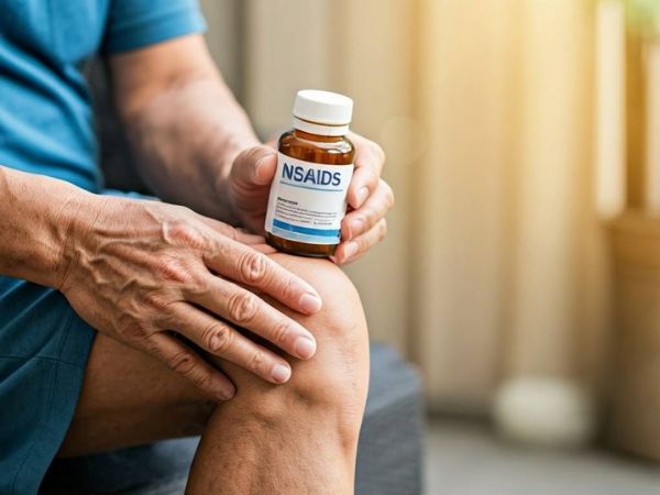 Non-steroidal anti-inflammatory drugs (NSAIDs) help relieve pain in the arthritic knees