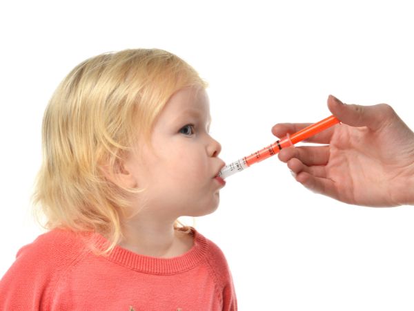 An oral syringe is used for giving medicine to a child's mouth