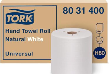 Tork Hand Towel Roll, H80 Universal, Natural White, 100% Recycled Fiber, 800 ft/Roll, 6 Rolls