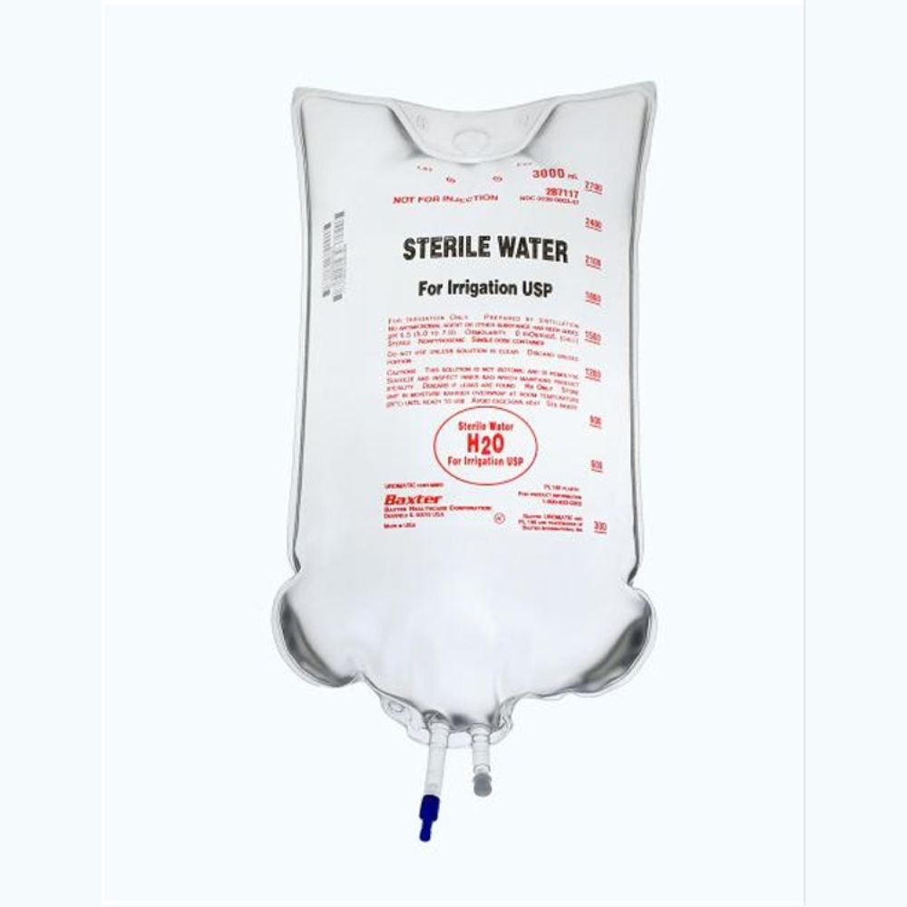 Baxter 2B7117 Sterile Water for Irrigation - 3000 mL Flexible Bag 4/CS Baxter 2B7117 Sterile Water for Irrigation - 3000 mL Flexible Bag 4/CS