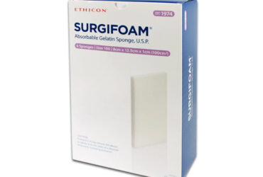 Ethicon 1974 SURGIFOAM Absorbable Gelatin Sponge, 8cm x 12.5cm x 10mm, Box of 6