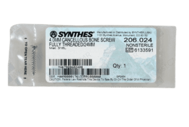 DePuy Synthes 206.024 – 4.0mm Cancellous Bone Screw, Partially Threaded, 24mm